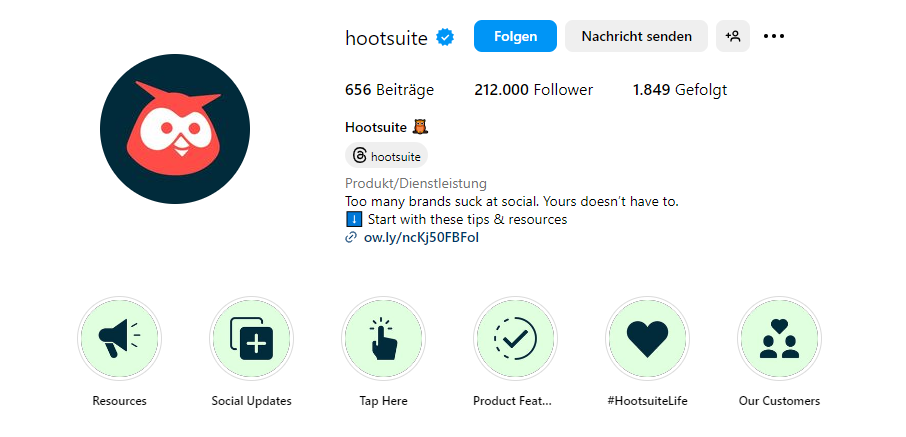 Instagram Bio Beispiel Hootsuite