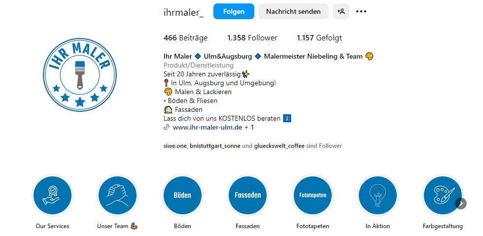 Instagram Bio Beispiel Ihr Maler