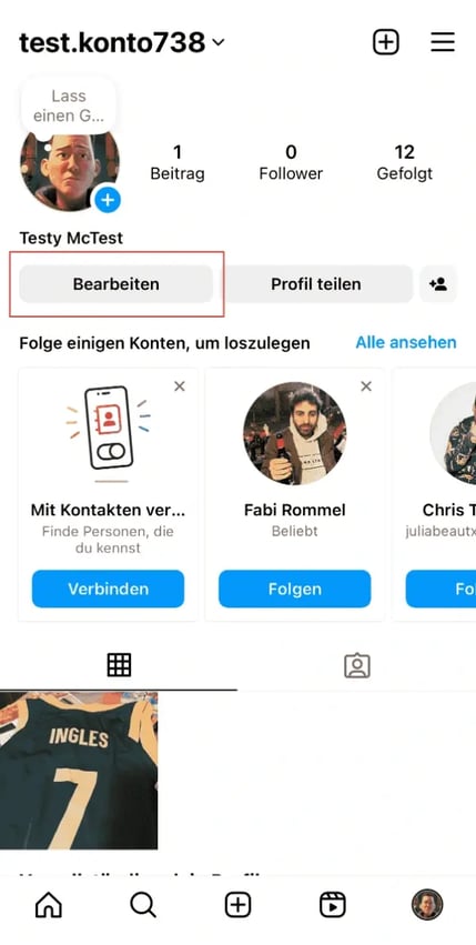 Instagram Bio bearbeiten