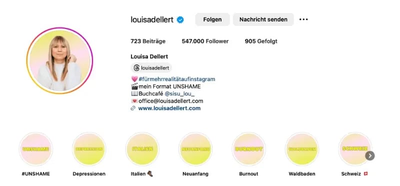 Instagram Bio Beispiel Louisa Dellert