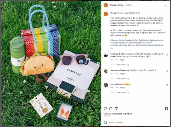 Beispiel Strategien für mehr IG-Follower: Relevante Nutzende taggen, Therapy Stores