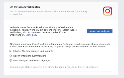 Instagram-Nachrichten in Facebook lesen - Konto verknüpfen