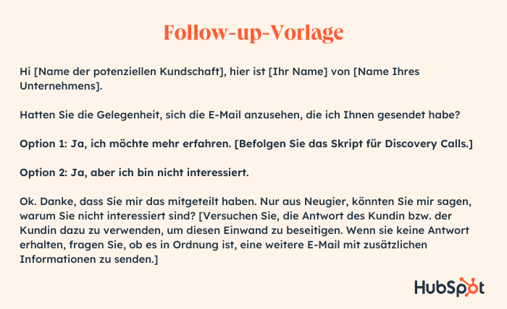 Kaltakquise-Skriptvorlage für Follow-up