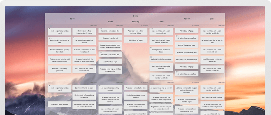 Screenshot Kanban-Board-Tool Kanbantool