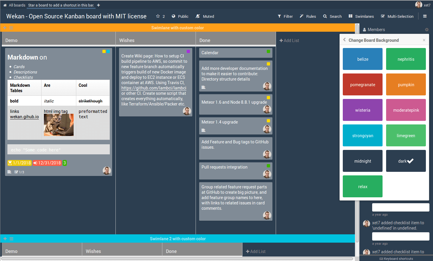 Screenshot Kanban-Board-Tool Wekan