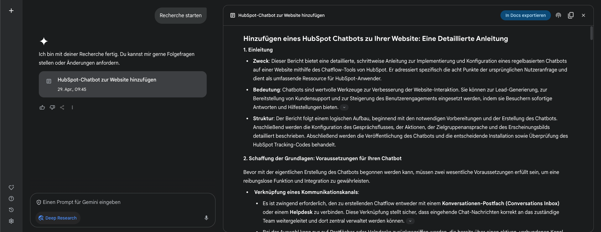 Screenshot aus Google Gemini