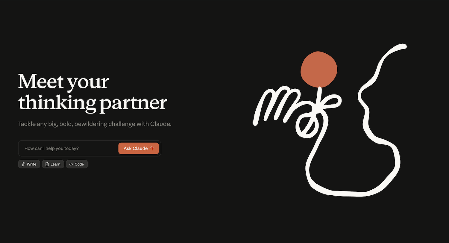 Screenshot der Website vom KI-Assistenten Claude