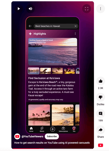 Screenshot eines AI Overview in YouTube