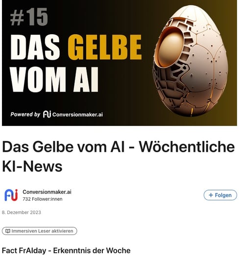 Einmal wöchentlich wird der KI-Newsletter "Das gelbe vom AI" veröffentlicht.