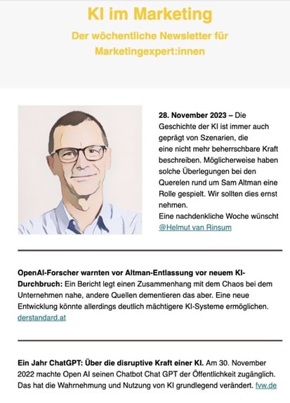 KI im Marketing ist ein KI-Newsletter in dem alle wichtigen Informationen aus der KI-Welt gesammelt werden.