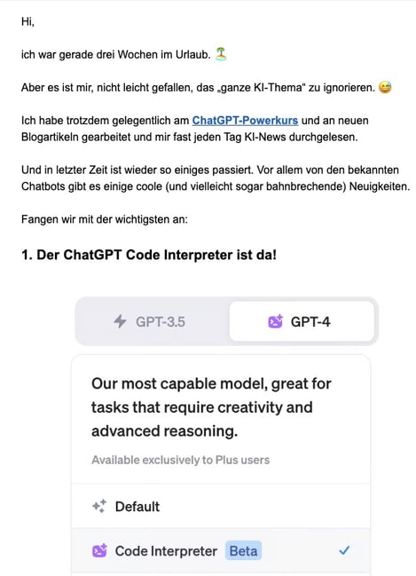 Der KI-Newsletter von Blogmojo hat eine starke Hands-on-Mentalität.