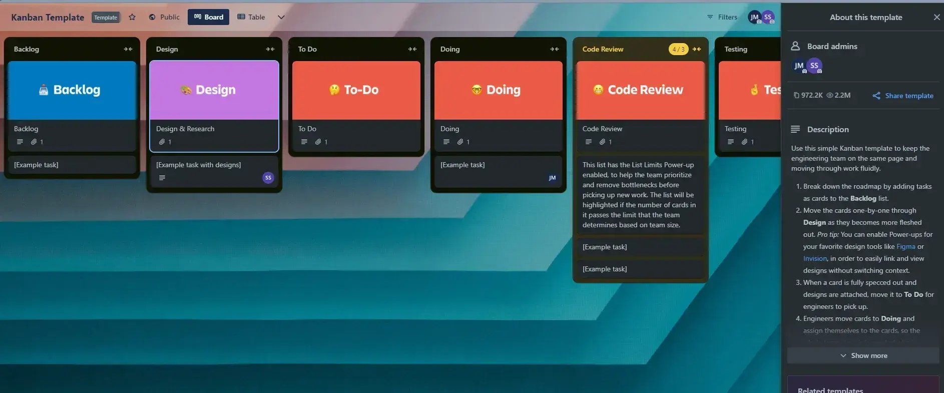 Screenshot aus einem Kanbanboard in Trello, wo KI-Funktionen gezeigt werden