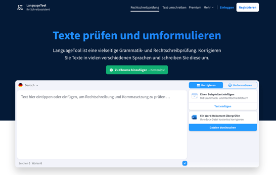 Screenshot KI-Tool LanguageTool