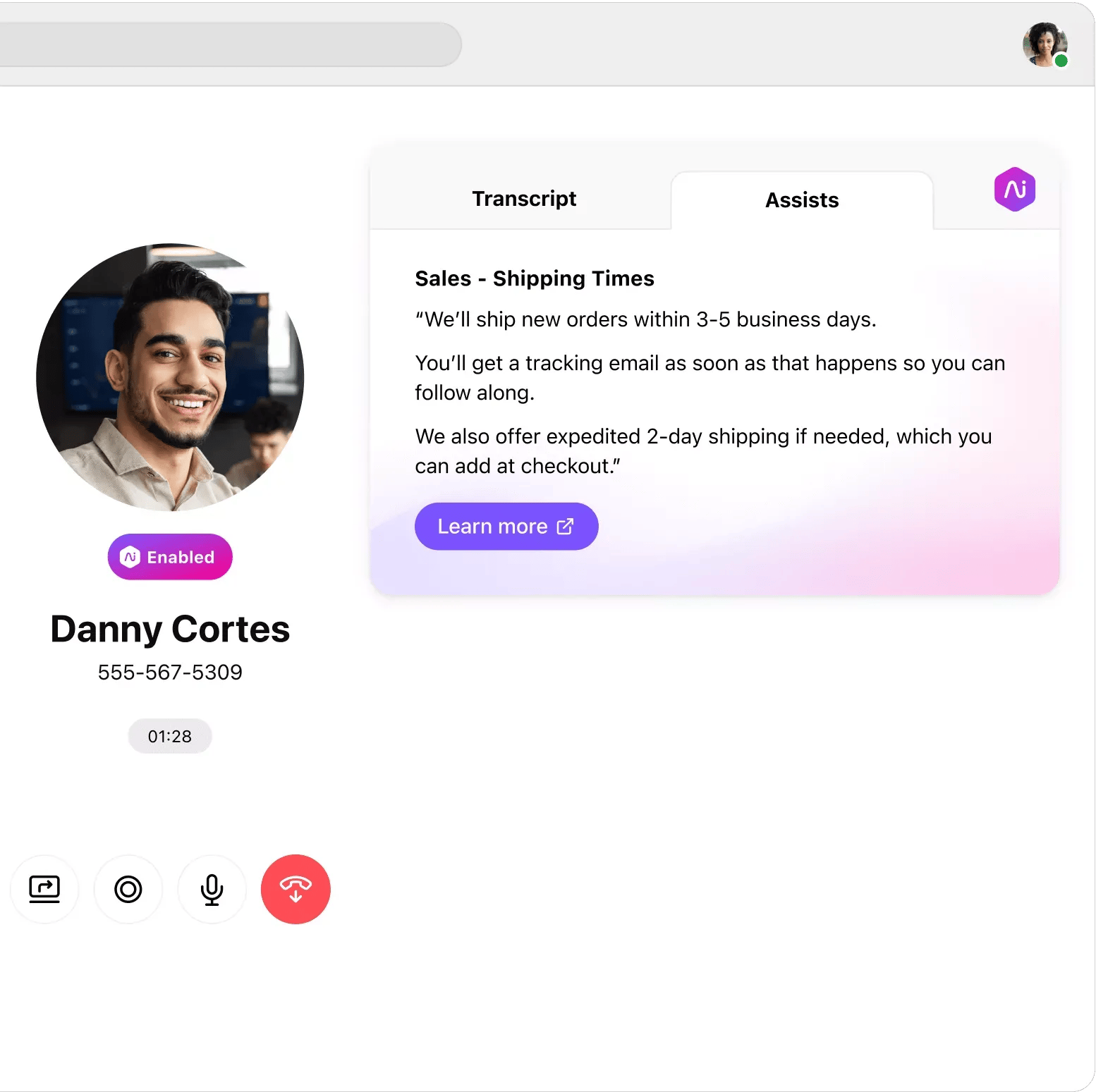 Screenshot KI-Tool für den Vertrieb Dialpad