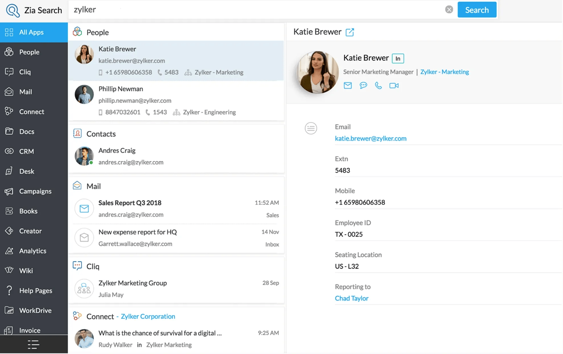 Screenshot KI-Tool für den Vertrieb Zoho