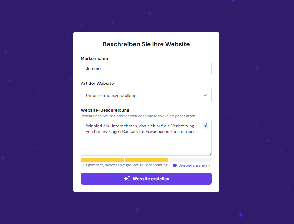 Screenshot KI-Website-Builder Hostinger