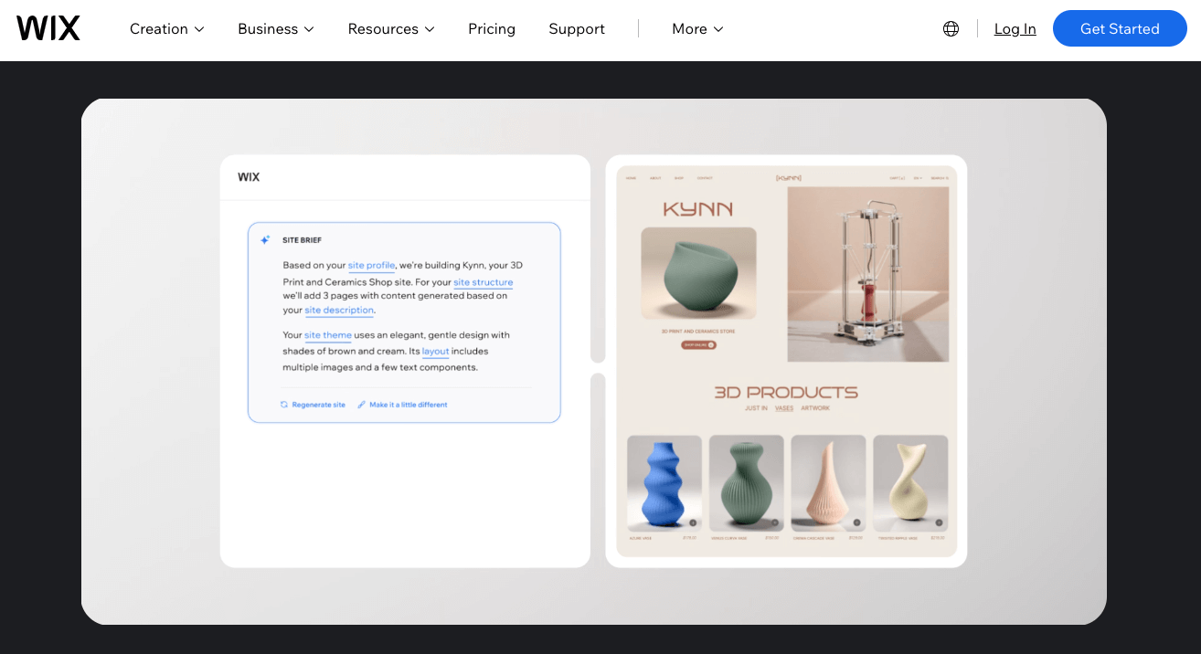 Screenshot KI-Website-Builder Wix