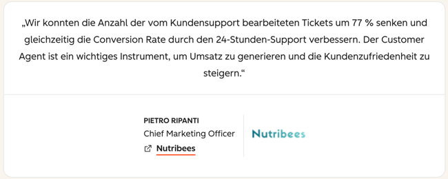 Zitat zum Customer Agent von Nutribees