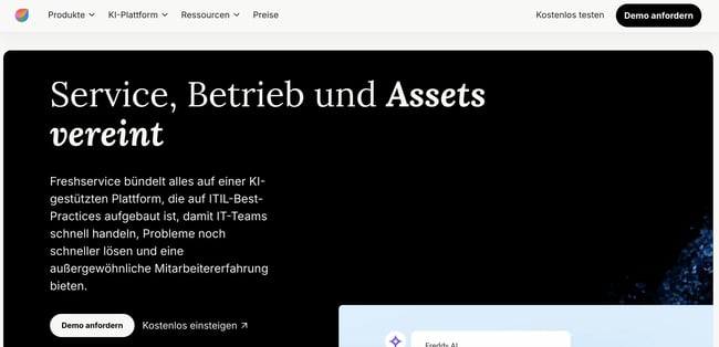 Screenshot Kundenservice-Automatisierung-Software Freshservice