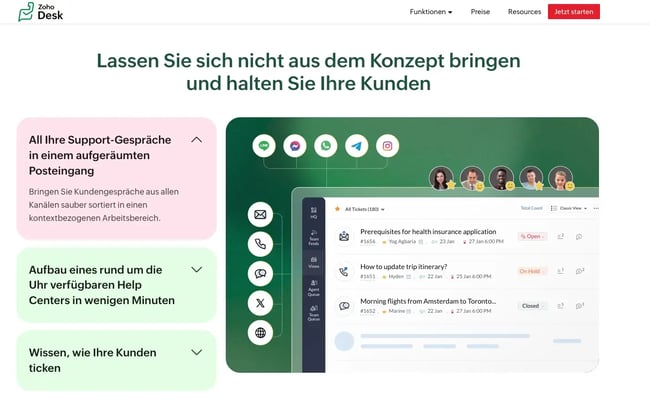 Screenshot Kundenservice-Automatisierung-Software Zoho Desk