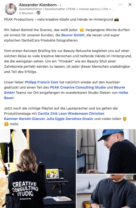 Beispiel eines guten LinkedIn-Beitrags
