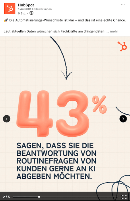 Beispiel eines LinkedIn-Beitrags als Karussell-Post 