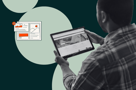 Person erstellt am Tablet Linkedin-Unternehmensseite