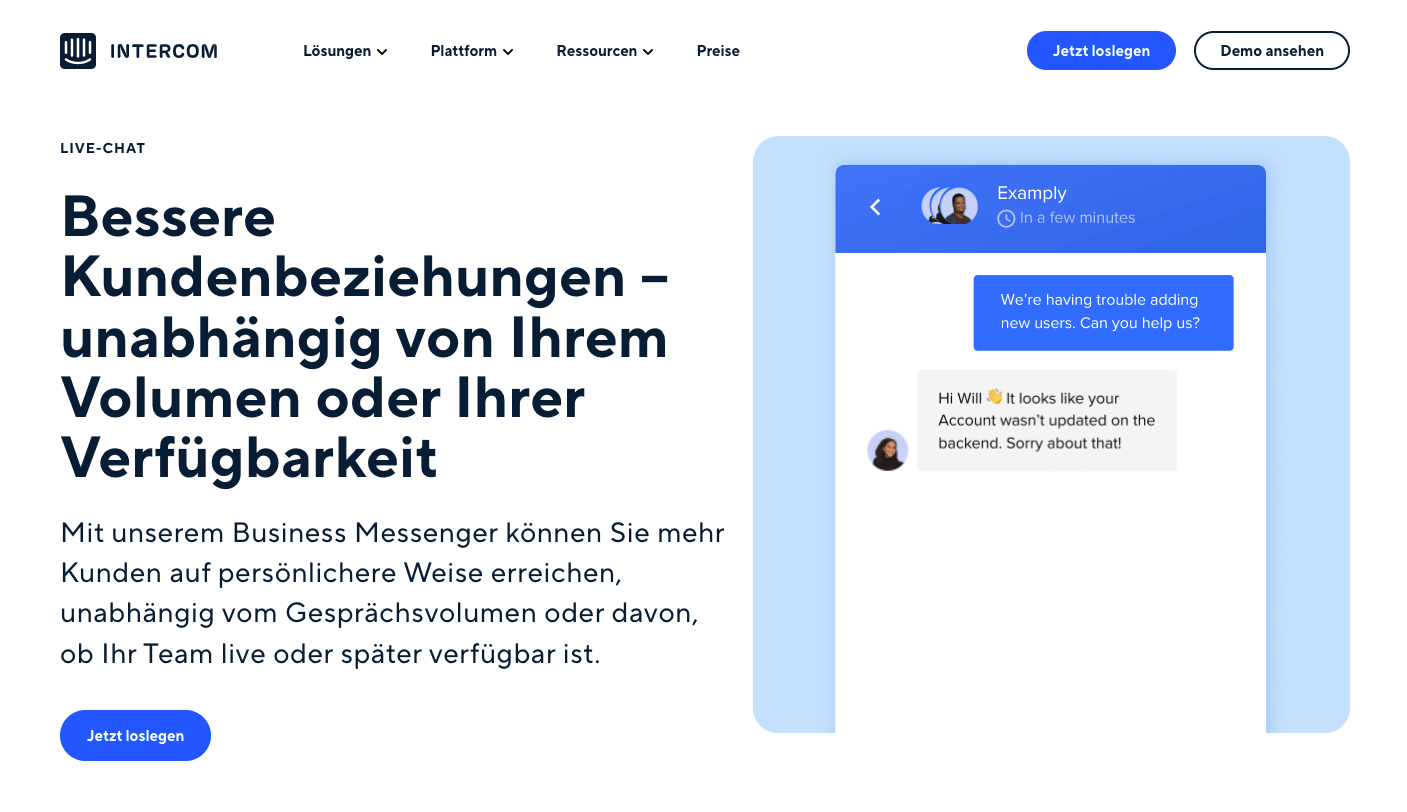Live-Chat-Software Intercom