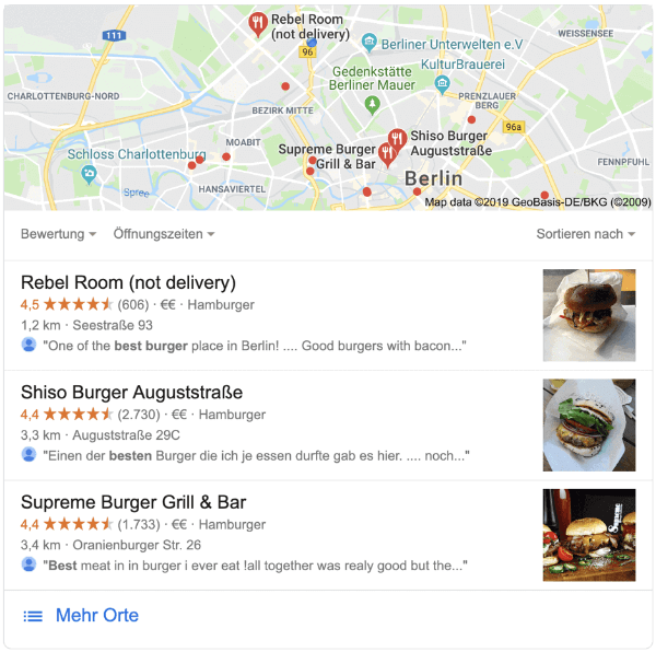 Local SEO: Lokale Suche Burger