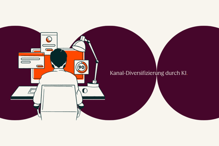 Person am Laptop diversifiziert Kanäle für KI