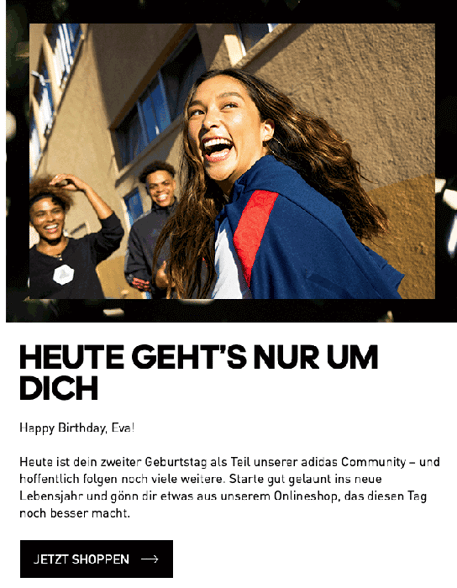 Auszug eines personalisierten Mailings von Adidas