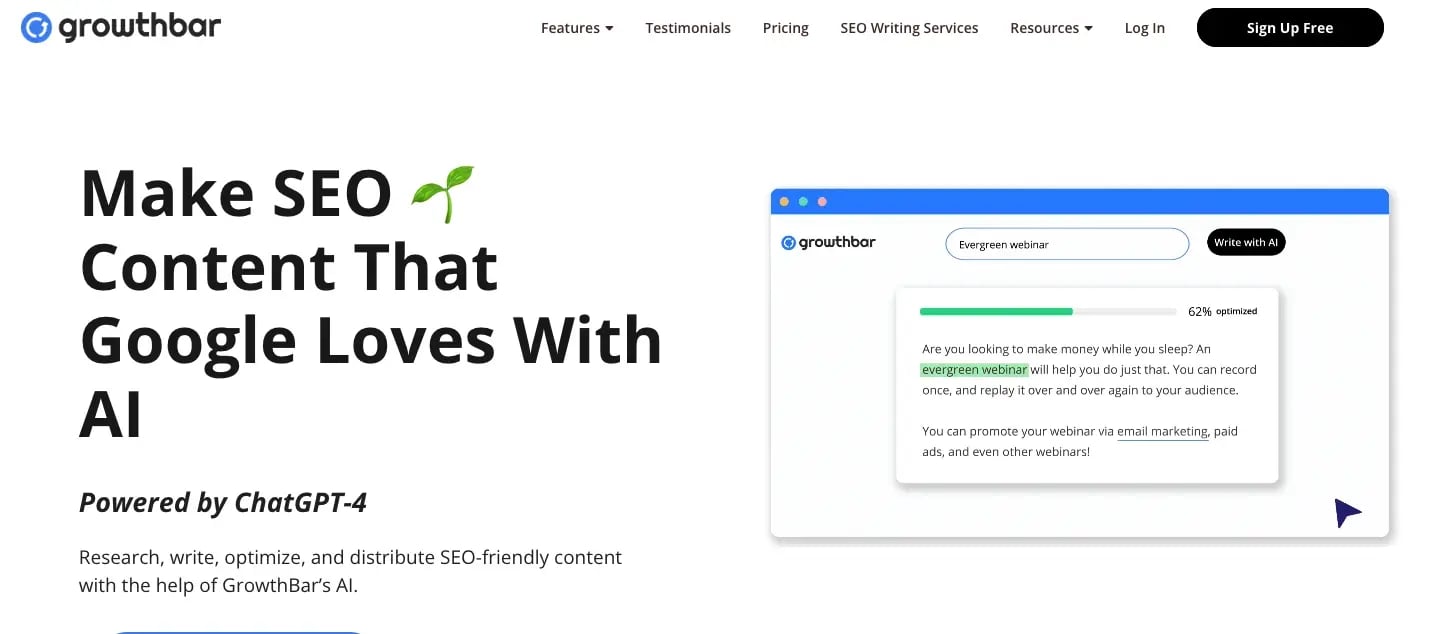 Screenshot Marktforschungstool GrowthBar SEO