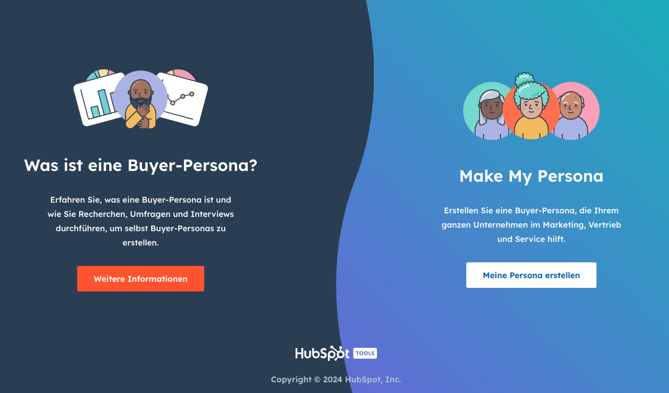 Screenshot Marktforschungstool Make My Persona von HubSpot