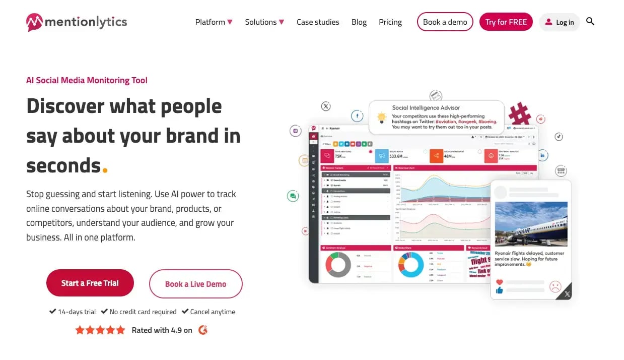 Screenshot Marktforschungstool Mentionlytics