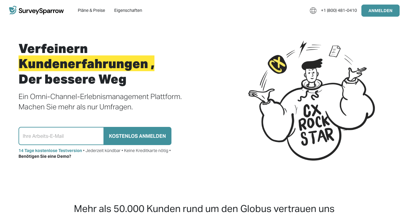 Screenshot Marktforschungstool SurveySparrow