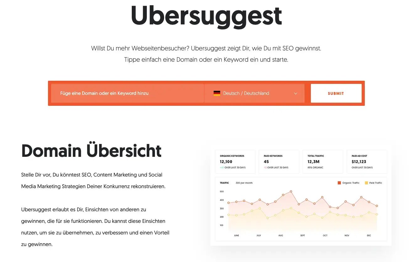 Screenshot Marktforschungstool Ubersuggest