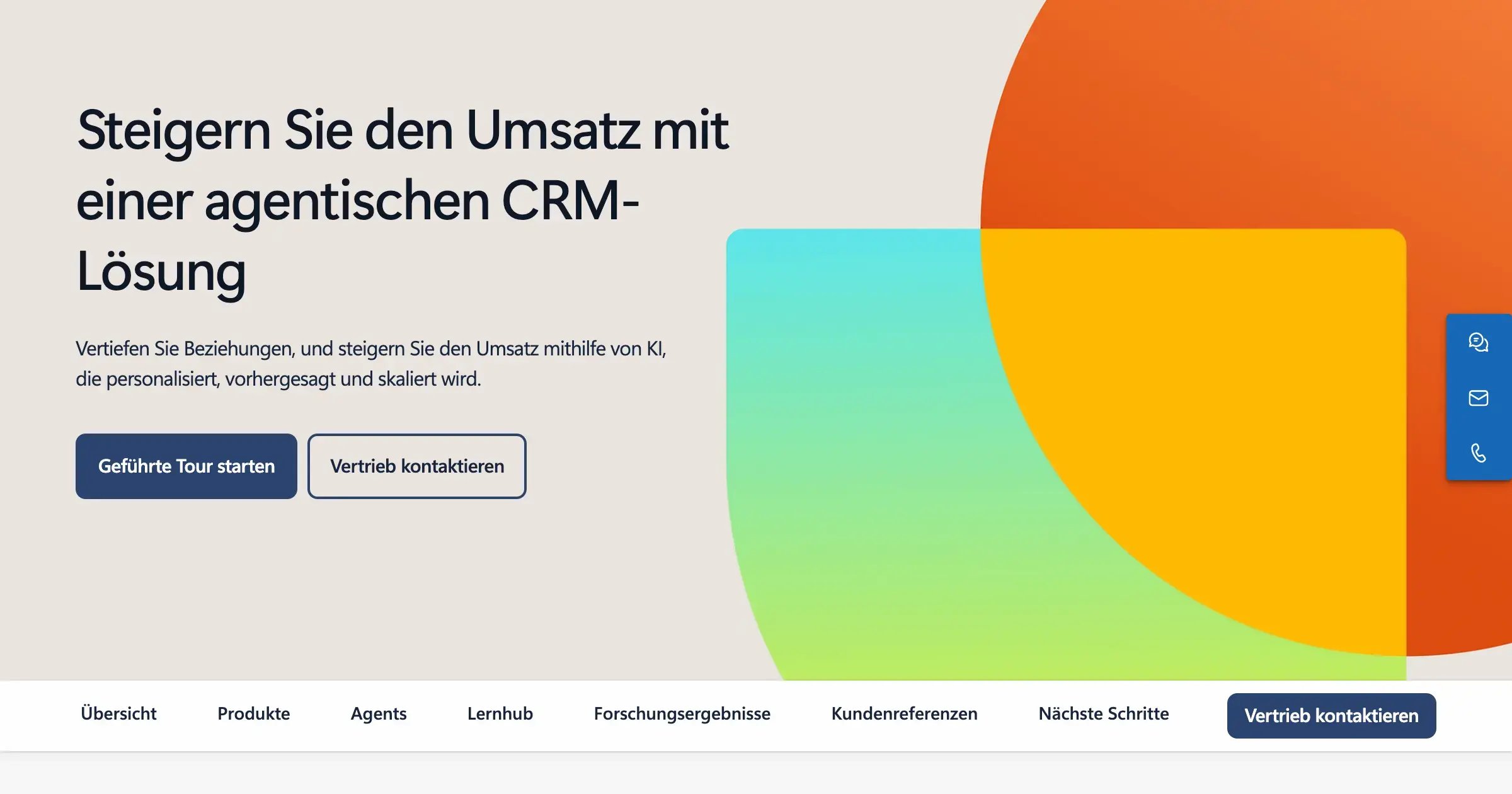 Microsoft Dynamics CRM Landingpage mit KI-gestützter Vertriebslösung