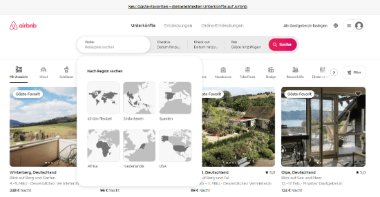 Nutzererlebnis Airbnb