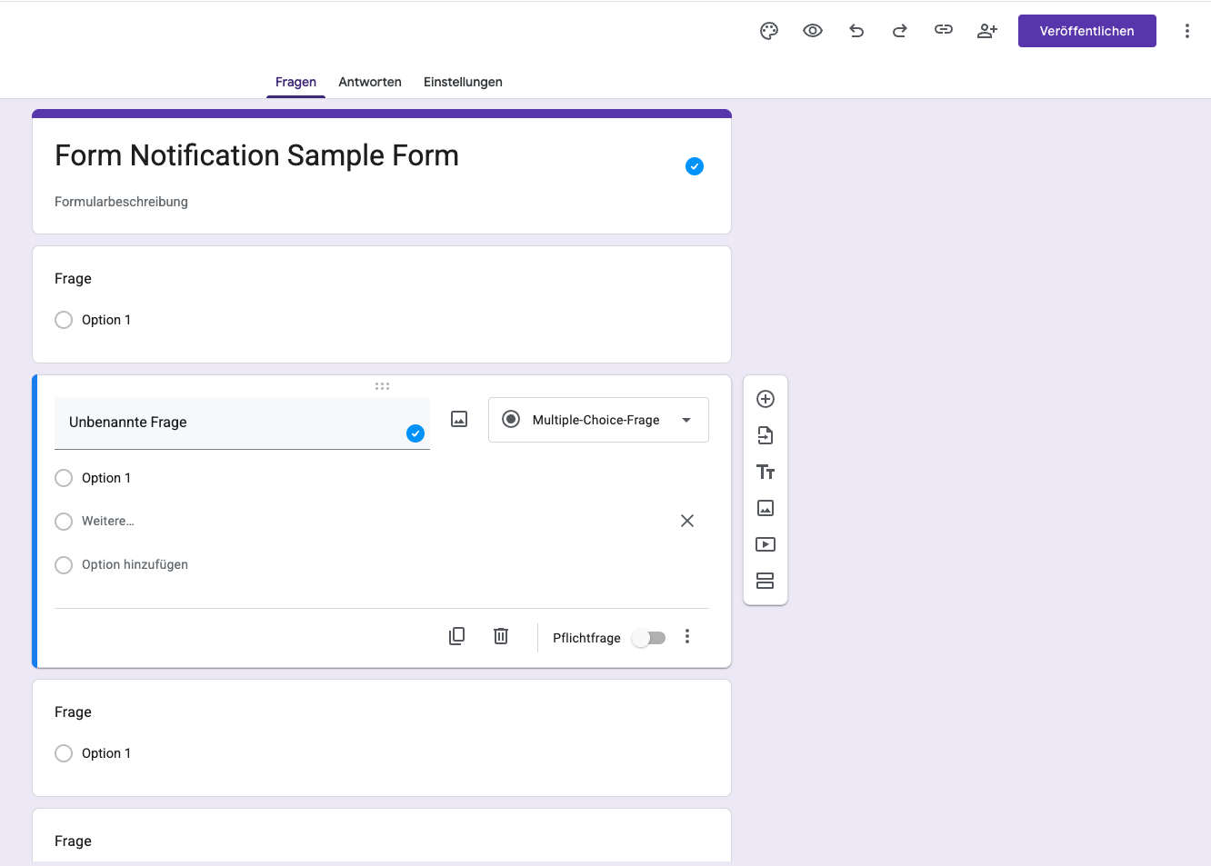 Screenshot Google Forms Designer