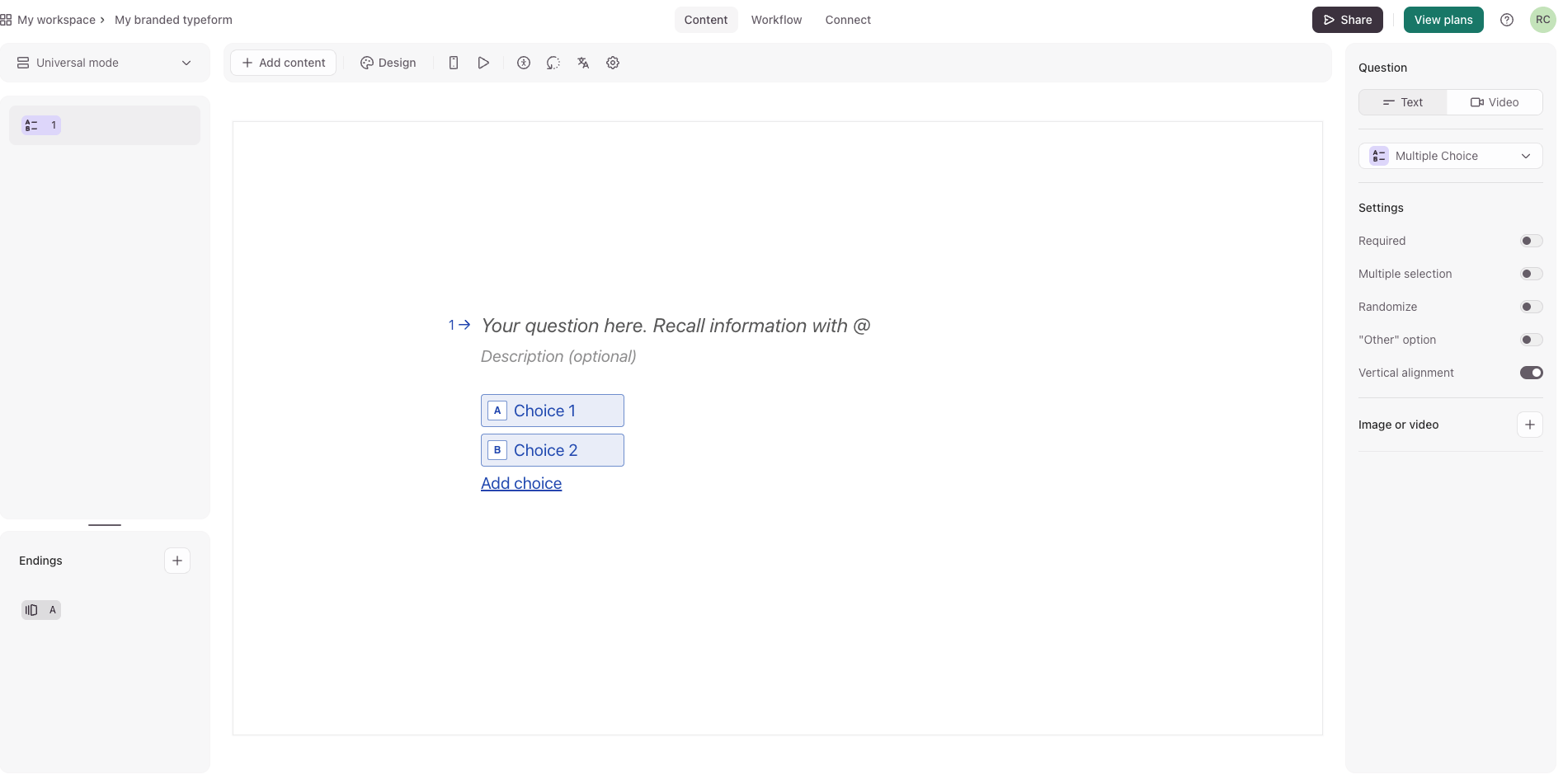 Screenshot typeform Designer