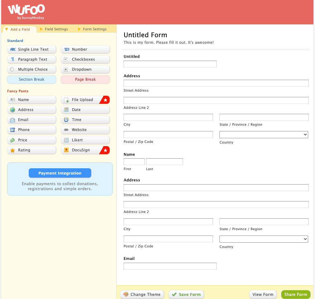 Screenshot Formular-Designer Wufoo