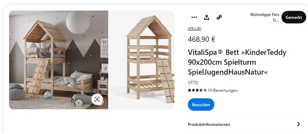 Screenshot Pinterest-Shopping bei OTTO
