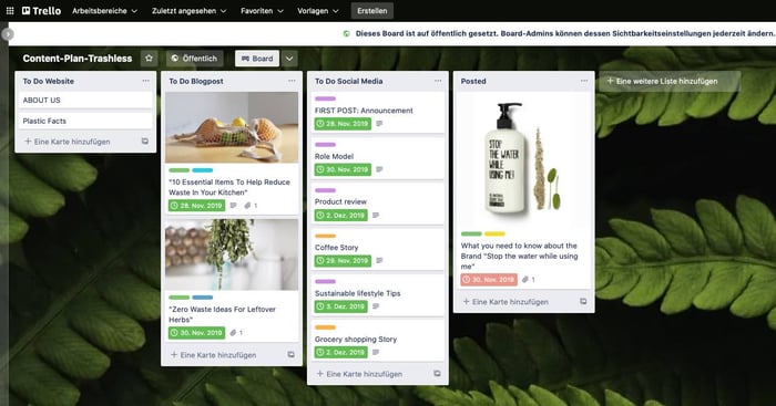 Screenshot Projektmanagement-Tool Trello
