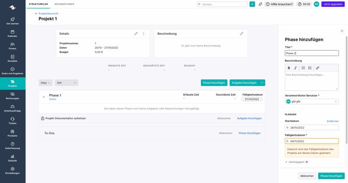 Screenshot Projektmanagement-Tool Teamleader