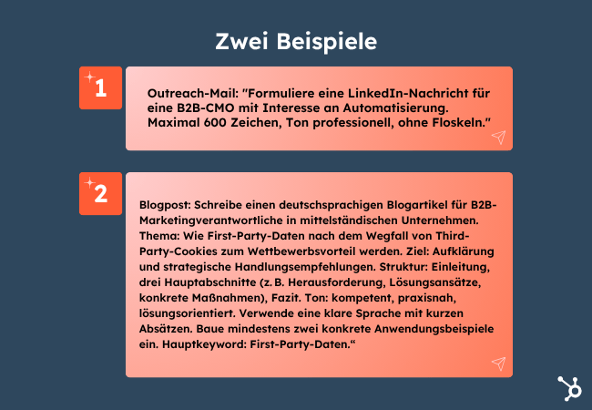 Auffuehrung von zwei Beispielen zu Prompts