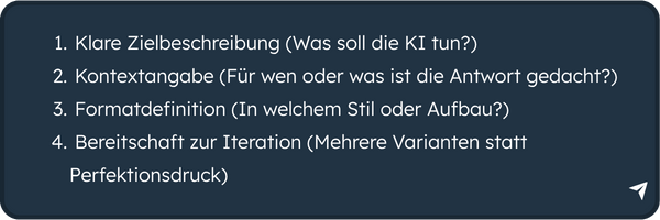 Beispiel fuer einen ersten Prompt in grober Grundstruktur