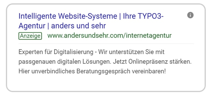 Screenshot Beispiel Responsive Search Ad