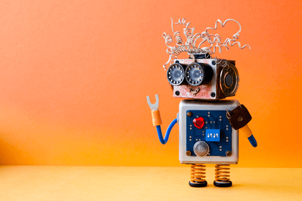 Roboter als Symbol fuer Content Automatisierung mit kuenstlicher Intelligenz