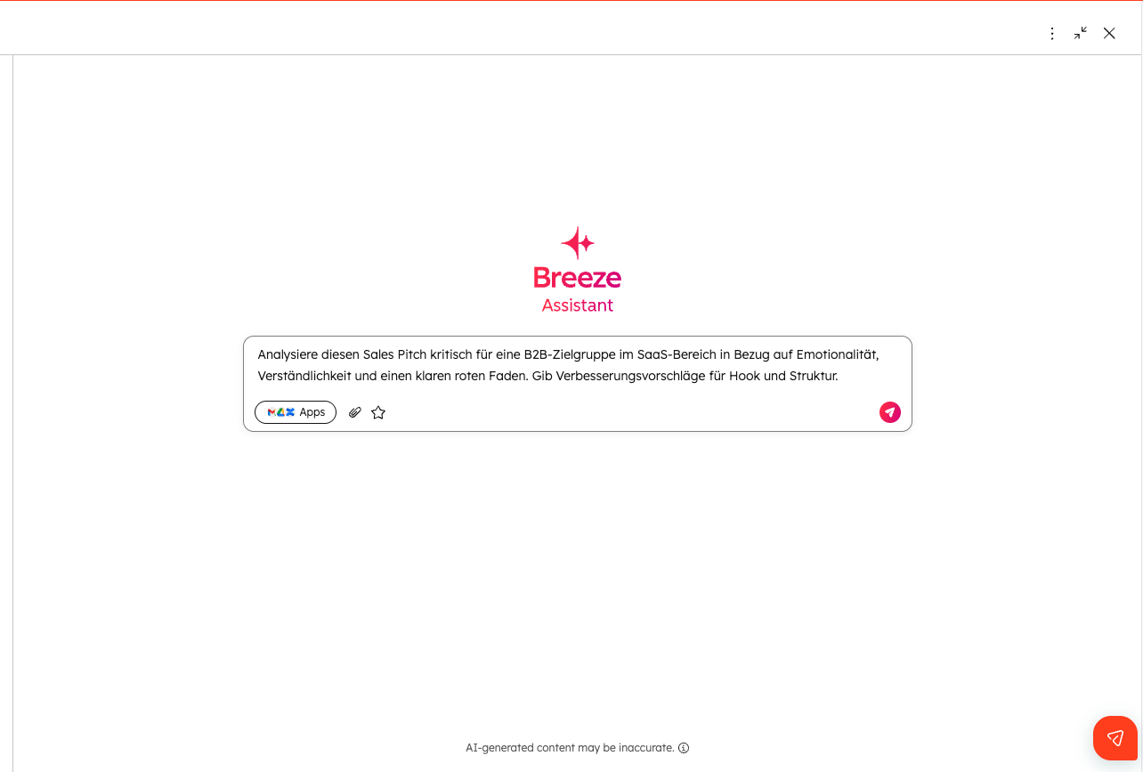Screenshot aus Breeze Assistant