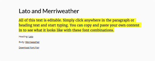 Schriftkombinationen von fontpair